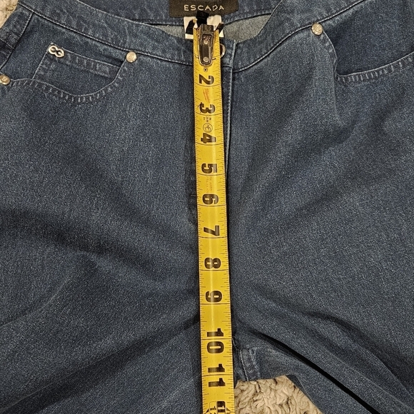 Escada Vintage EU 38 Hippie Boho Floral Dopamine Straight Leg Blue Jeans - Picture 8 of 13